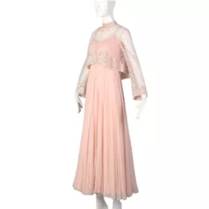 1970s Alfred Bosand pink silk dress