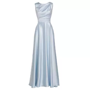 Draped Boatneck Satin Gown