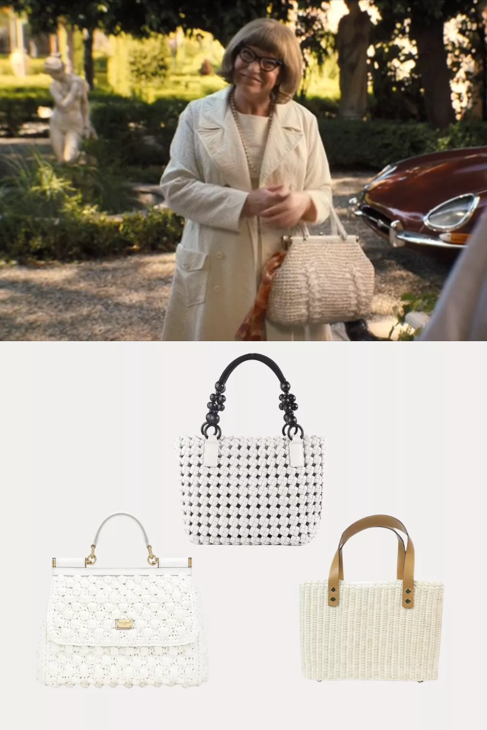 Palm Royale S01E03 Ann's Interwoven White Tote Bag