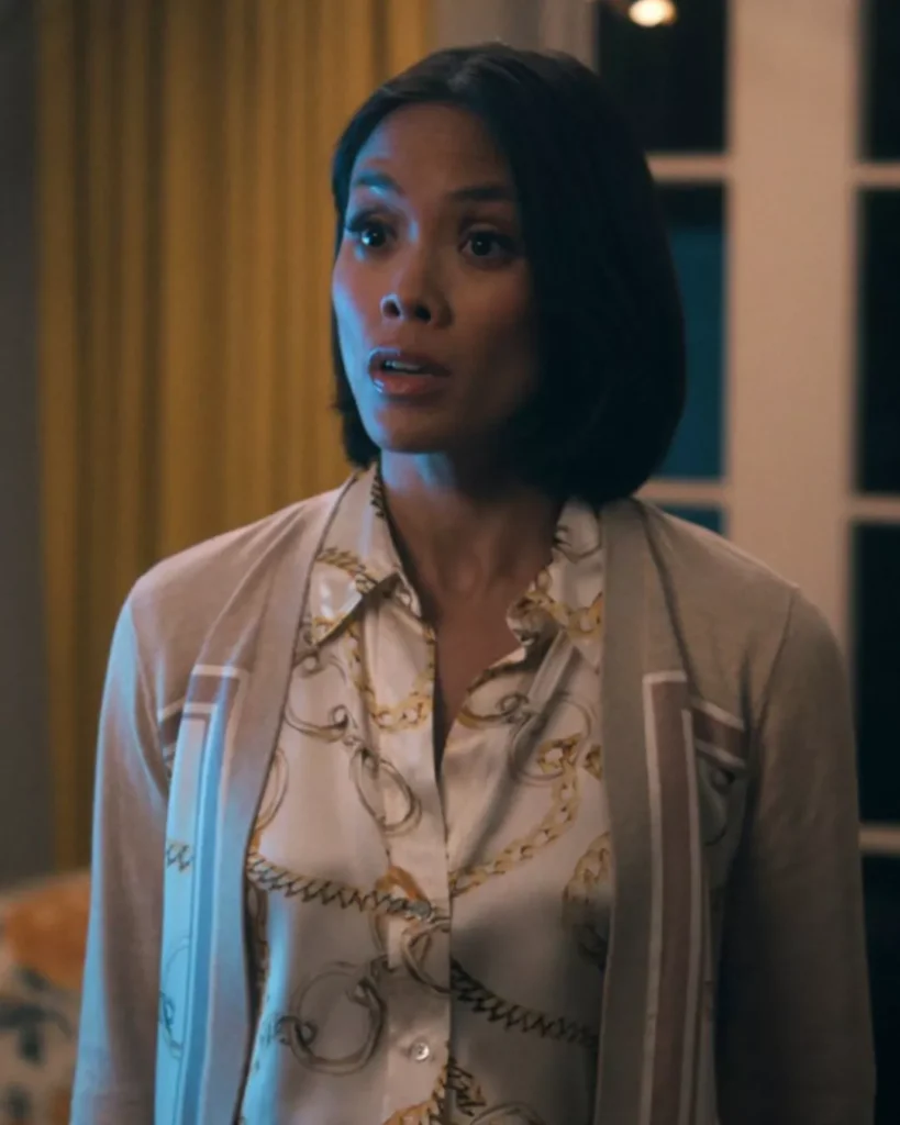 Bituin's White Blouse with Gold Chain Design