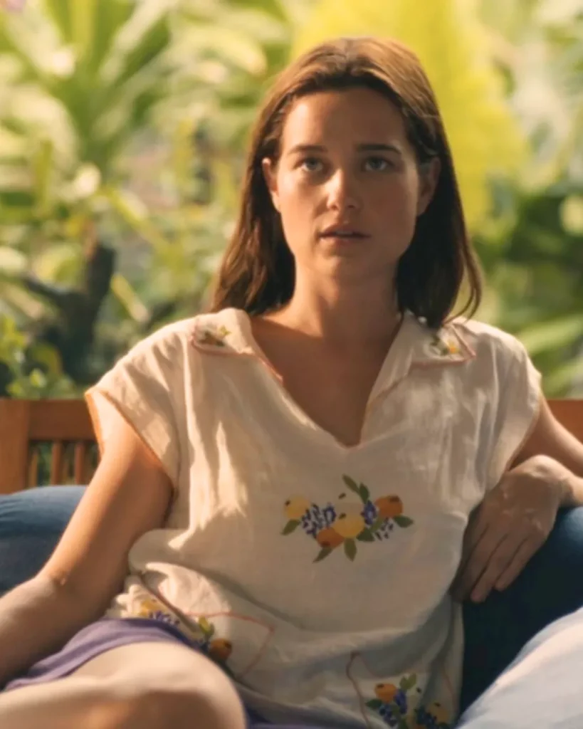 Piper's white embroidered top