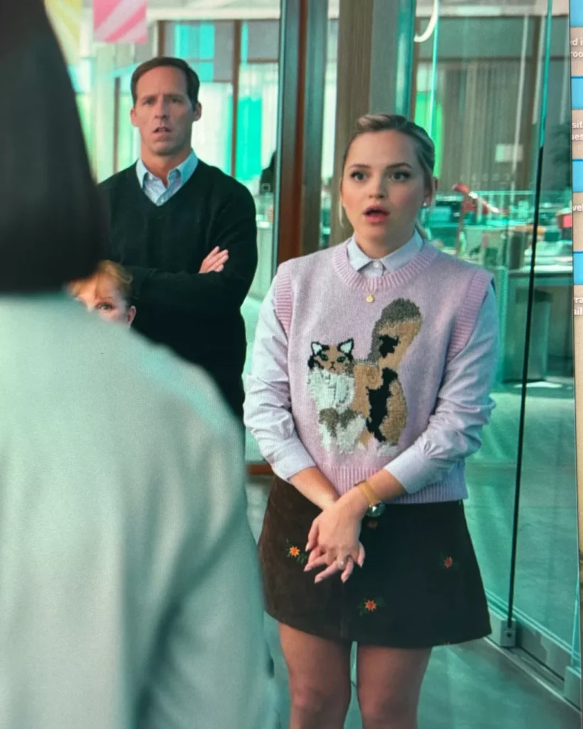 Ainsley's Cat Sweater Vest on Apple TV+ Loot Season 2 Episode 1