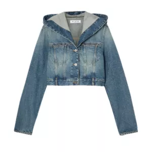 ALAÏA Cropped hooded denim jacket