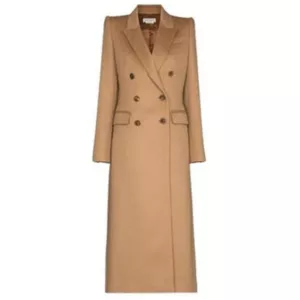 Alexander McQueen camel double breasted long coat
