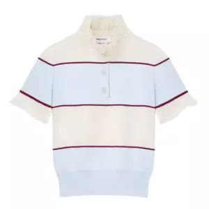 Alexander McQueen lace-trimmed striped polo shirt