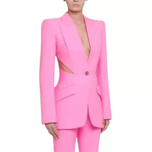 Alexander McQueen Pink Slashed Single-Breasted Blazer