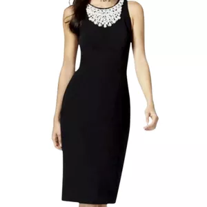 Alfani Black Dress Pearl Necklace Sleeveless