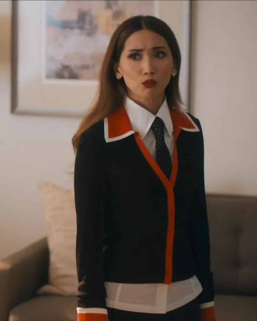 Ali's Black Sweater With Red Trim