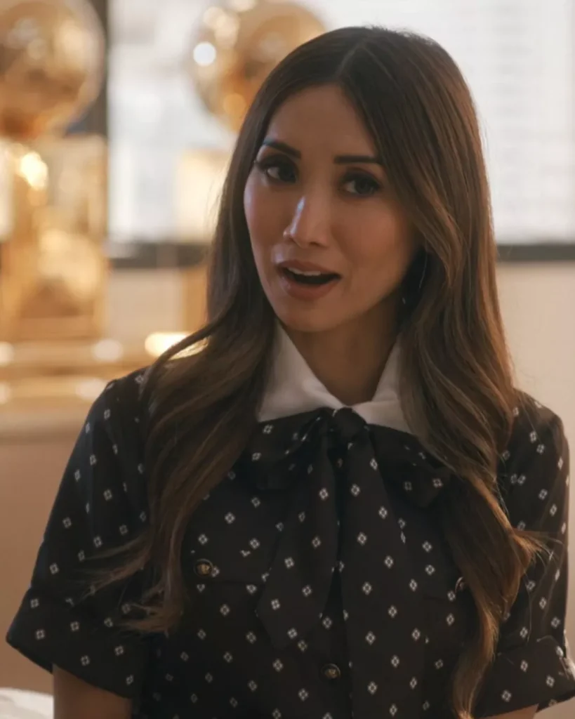Ali's Brown Printed Dress on Running Point S02E09