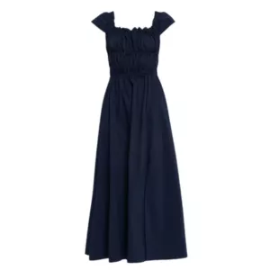 Altuzarra Lily Ruched Cap-Sleeve Midi Dress