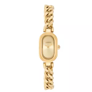 Analog jeweled Watch with gold-colored steel chain bracelet Oval Time