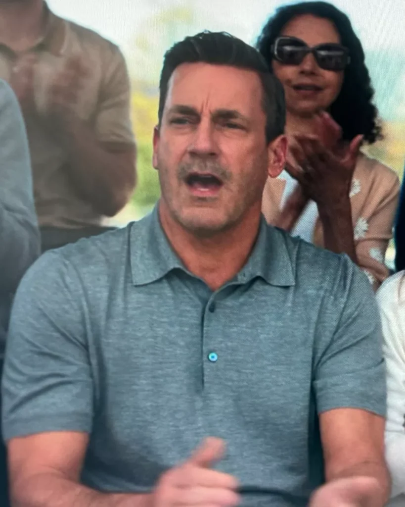 Andrew's Grey Polo on Your Friends & Neighbors S01E02