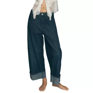 Anthropologie High-Rise Railroad Striped Jeans