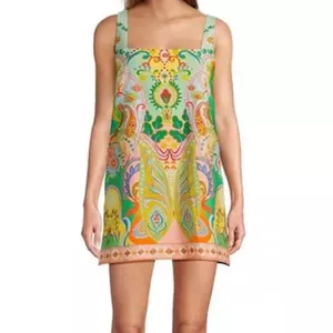 Antonio Melani Eliana Printed Linen Square Neck Sleeveless Dress