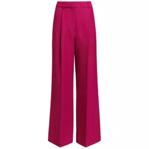Argent Single Pleat Trouser in Viscose Linen Twill in Fuchsia