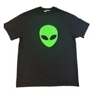 Balenciaga Black Tshirt with Neon Alien Logo