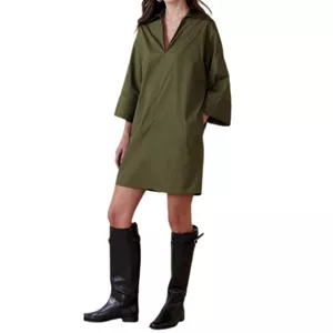 Banana Republic Cruz Poplin Mini Dress in Spiced Olive Green
