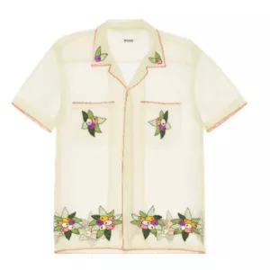 BODE Embroidered Suncherry Short Sleeve Shirt