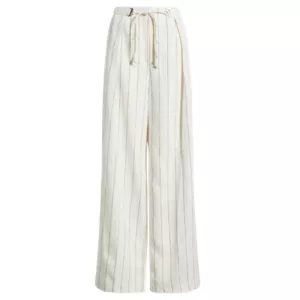 BOSS Tiana Tie Waist Pinstripe Linen Blend Pants