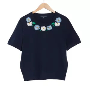 Brooks Brothers Embroidered Short Sleeve Sweater