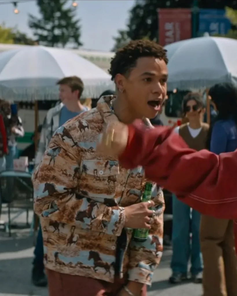 Dexter's Brown Horse Motif Jacket on Off Campus S01E01
