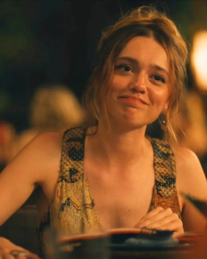 Chelsea’s printed cowl neck dress