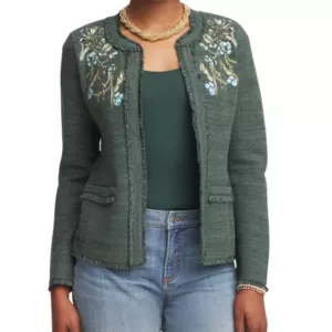 Chico’s Embroidered Cotton-Blend Jacket