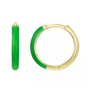 D'Amore Jewelers 14k Yellow Gold Enamel Hoop Earrings