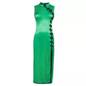 De La Vali Jean Satin Midi Dress Jade
