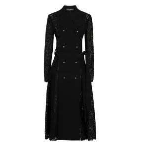 Dolce and Gabbana Cordonetto lace and crepe coat with belt