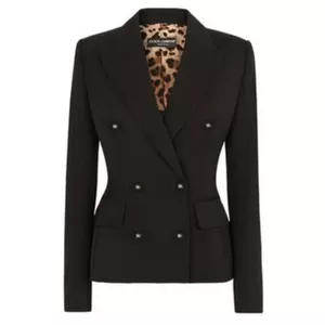 Dolce & Gabbana black Dolce-fit woolen jacket with branded buttons