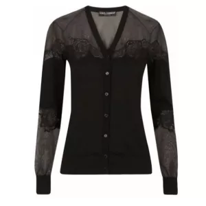 Dolce & Gabbana Black Lace-Trimmed Sheer Cardigan