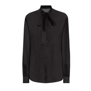 Dolce & Gabbana Black Silk Pussy Bow Blouse