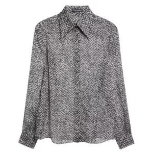 Dolce & Gabbana Bouclé Print Silk Chiffon Button-Up Shirt