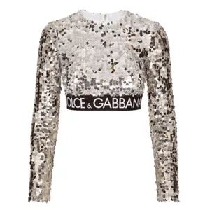 Dolce & Gabbana cropped sequin-embellished top