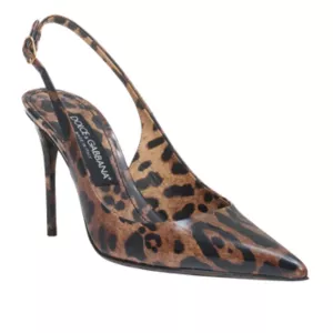 Dolce & Gabbana Leopard Print Pointed Toe Slingback Pumps
