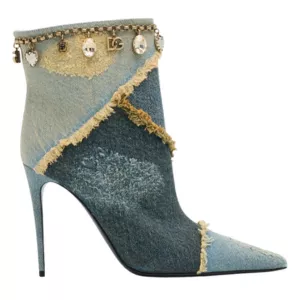 Dolce&Gabbana Distressed Denim Charms Ankle Booties