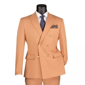 Double Breasted Slim Fit Suit in Peach