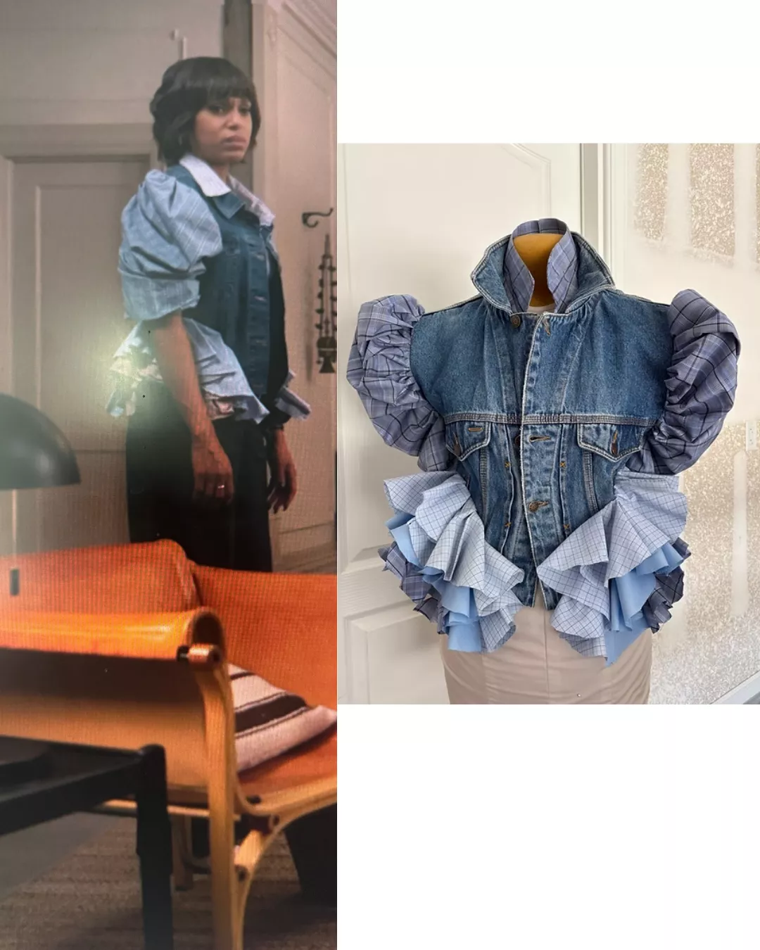 Eleanor's Ruffled Sleeve Denim Jacket
