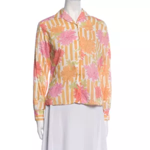 Emilio Pucci Printed Long Sleeve Button-Up Top