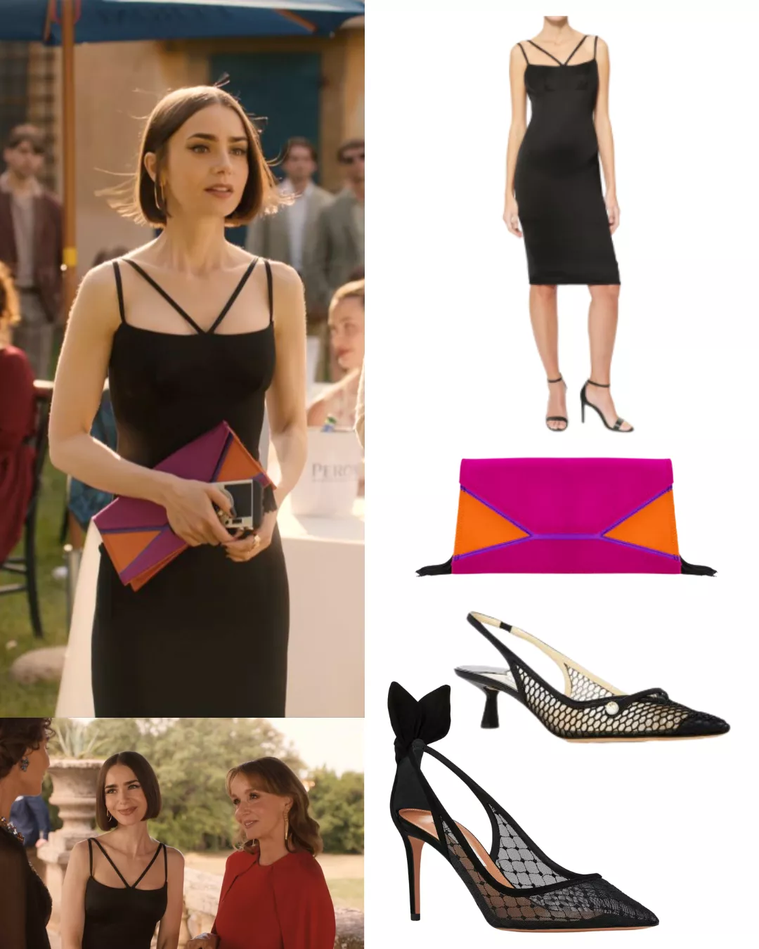 Emily in Paris S05E01: Emily's Black Strappy Dress