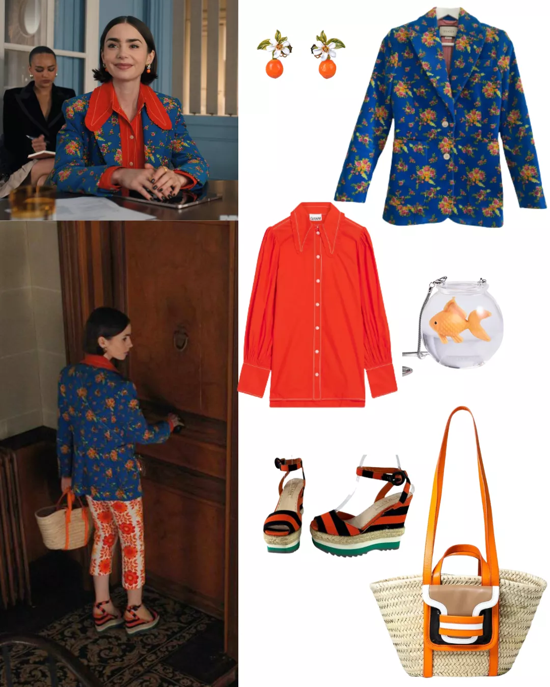 Emily in Paris S05E05: Emily’s blue floral print blazer