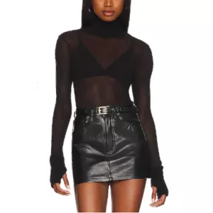 Enza Costa Mesh Cuffed Turtleneck