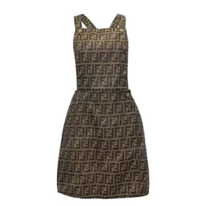 Fendi FF Logo Print Pinafore Dungaree Overall Dress