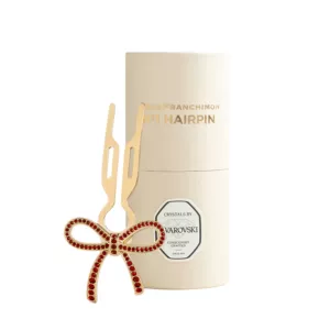 Fiona Franchimon Nº1 Hairpin Ribbon Siam Red Swarovski Crystals Yellow Gold Finish