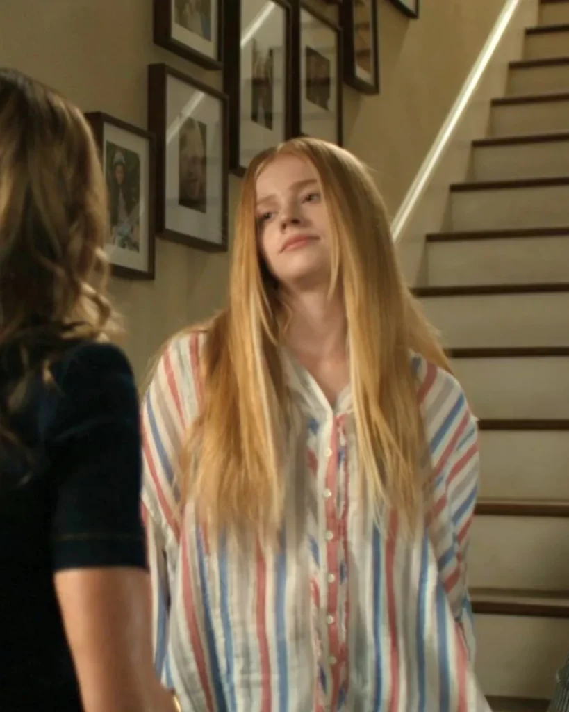 Flora's Striped Button Up Shirt on It's Not Like That S01E01