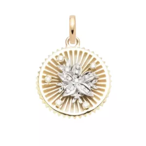 Foundrae 18K Yellow Gold Diamond Floral Medallion Pendant