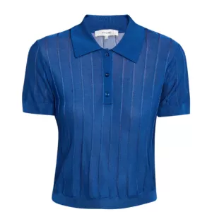 FRAME ribbed polo knit top