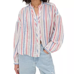 Free People Striped Valley Double Cloth Shirt