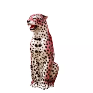 'Frenchie' PINK Large Ceramic Leopard Statue Vintage